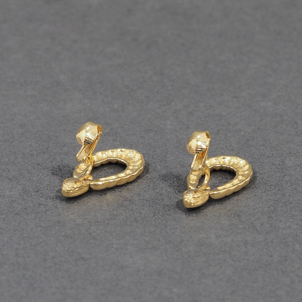Vintage Trifari Signed Gold Tone Clip On Earrings Twisted Rope Hoop Doorknocker - Picture 6 of 12